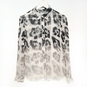 EQUIPMENT Silk Animal Print Button Down Semi-sheer Shirt SMALL